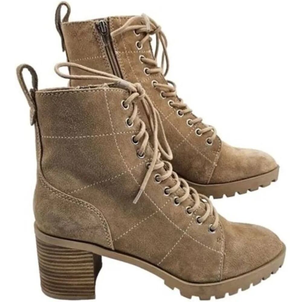 Dolce Vita Nigel Lace Up Bootie Taupe Suede Size 11 NWOB Lug Sole